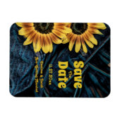 Sonnenblume Gelb Rustikaler Blauer Denim Save the Magnet (Horizontal)