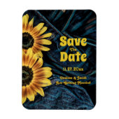 Sonnenblume Gelb Rustikaler Blauer Denim Save the Magnet (Vertikal)