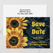 Sonnenblume Gelb Rustikaler Blauer Denim Save the  Save The Date (Vorne/Hinten)