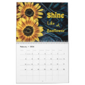 Sonnenblume Gelb Rustikales Land Schönes 2024 Kalender (Feb 2026)