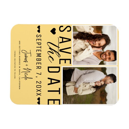 Sonnenblume Gelb Save the Date 2 Foto Hochzeit Magnet (Horizontal)
