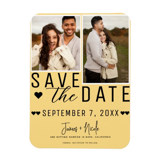 Sonnenblume Gelb Save the Date 2 Foto Hochzeit Magnet (Vertikal)