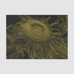 Sonnenblume Gelb Schwarze Blumige Kunst Decoupage Seidenpapier