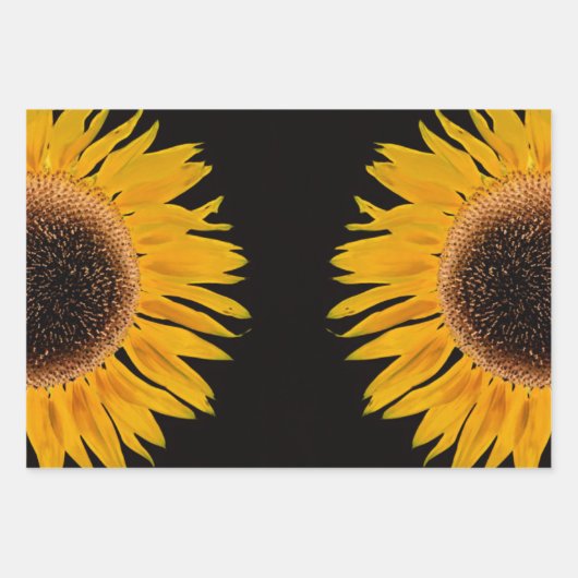 Sonnenblume Gelb Symmetrische schwarze Umgebung Geschenkpapier Set (Vorderseite 3)