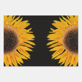 Sonnenblume Gelb Symmetrische schwarze Umgebung Geschenkpapier Set