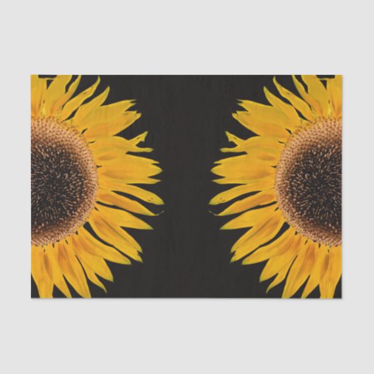 Sonnenblume Gelb Symmetrische schwarze Umgebung Seidenpapier (Vorderseite)