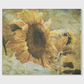 Sonnenblume Gelb Vintages Land Blumengewebe Geschenkpapier (Flach)
