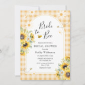 Sonnenblume Gelbe Gingham Bride zu Biene Bridal Einladung (Vorderseite)