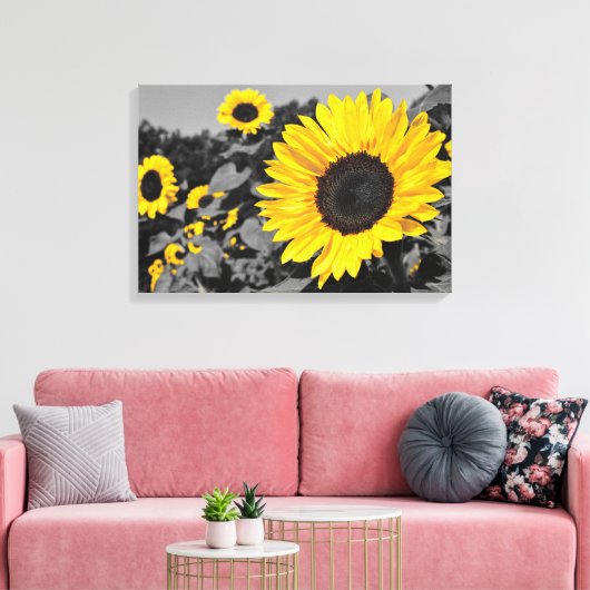 Sonnenblume: Gelber Farbtausch Leinwanddruck (Insitu (Wohnzimmer))