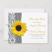 Sonnenblume Gelbgraue Damaske Hochzeit Save the Da