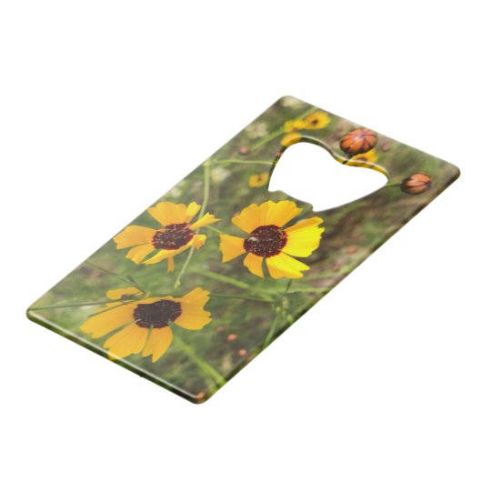 Sonnenblume Geldbeutel Flaschenöffner (Vorderseite Schrägansicht)