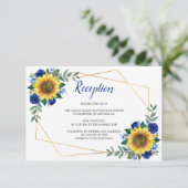 Sonnenblume Geometric Blue Floral Empfang Begleitkarte (Stehend Vorderseite)