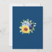 Sonnenblume Geometric Dusty Blue Floral Wedding Einladung (Rückseite)