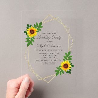 Sonnenblume Geometric Geburtstag Acryleinladungen