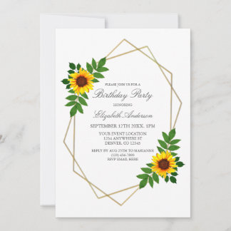 Sonnenblume Geometric Geburtstag Einladung