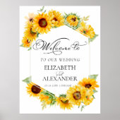 Sonnenblume Geometrische Hochzeit im Herbst Begrüß Poster (Vorne)