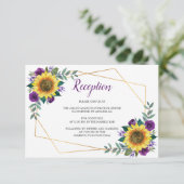 Sonnenblume Geometrischer Lila Empfang Begleitkarte (Stehend Vorderseite)