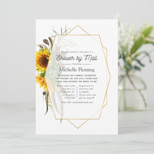 Sonnenblume Geometrisches Summer Brautparty by Mai Einladung (Stehend Vorderseite)