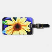 Sonnenblume-Gepäckanhänger mit Lederband Gepäckanhänger (Vorderseite horizontal)