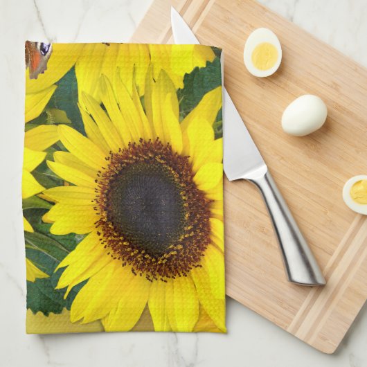 Sonnenblume Geschirrtuch (Viertel Falte)