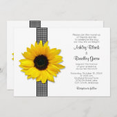Sonnenblume Gingham Karo Ribbon Wedding Einladung (Vorne/Hinten)
