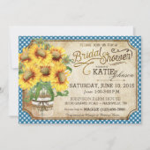 Sonnenblume-Gingham-Land-Picknick-Brautparty Einladung (Vorderseite)