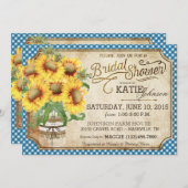 Sonnenblume-Gingham-Land-Picknick-Brautparty Einladung (Vorne/Hinten)