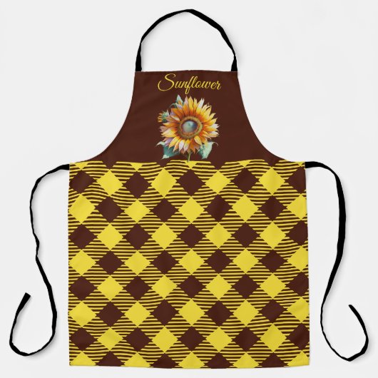 "Sonnenblume" Gingham Schürze (Vorderseite)