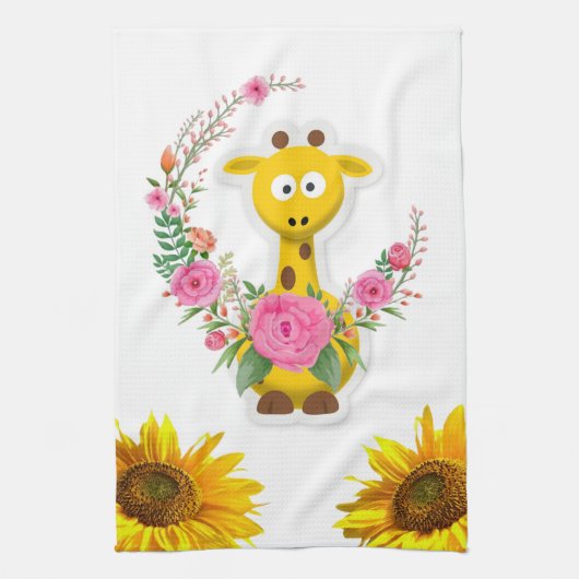 Sonnenblume Giraffe Blumenküche Handtuch (Vertikal)