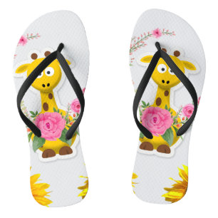 Sonnenblume Giraffe Rosa Rose Flip Flops Badesandalen