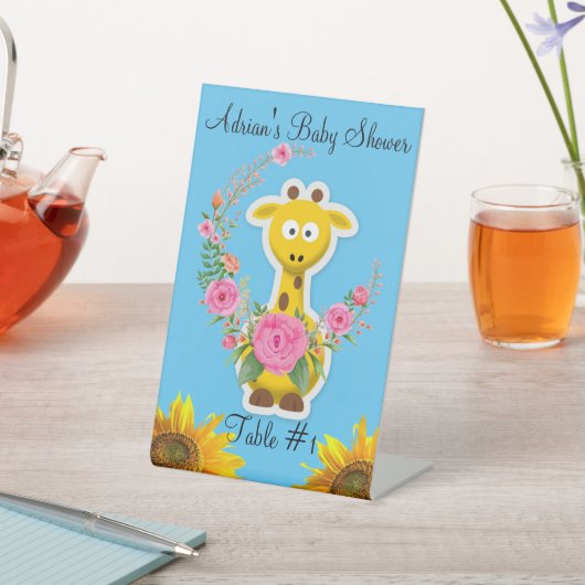 Sonnenblume Giraffe Rose Blumenstrauß Sockelschild (In SItu)