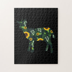 Sonnenblume Girl Floral Goat Kid Hawaiian Puzzle