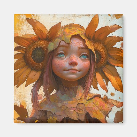 Sonnenblume Girl Magnet (Vorne)
