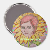 Sonnenblume Girl Magnet (Vorderseite/Rückseite)