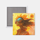 Sonnenblume Girl Magnet (Vorderseite/Rückseite)