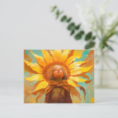 Sonnenblume Girl Postkarte (Stehend Vorderseite)