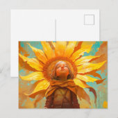 Sonnenblume Girl Postkarte (Vorne/Hinten)