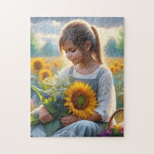 Sonnenblume Girl Puzzle (Vertikal)