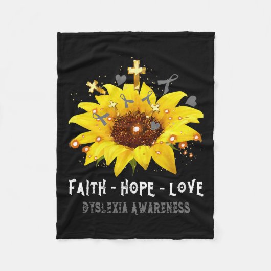 Sonnenblume Glaube Hoffnung Liebe Dyslexie Bewusst Fleecedecke (Vorderseite)