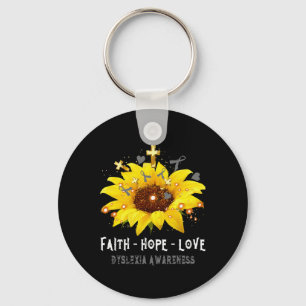 Sonnenblume Glaube Hoffnung Liebe Dyslexie-Bewusst Schlüsselanhänger