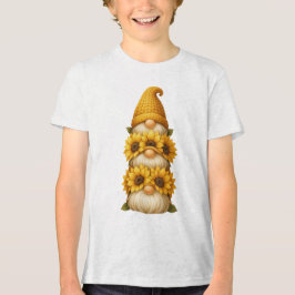 Sonnenblume Gnome versteckt Lächeln unter dem Gold Tri-Blend Shirt