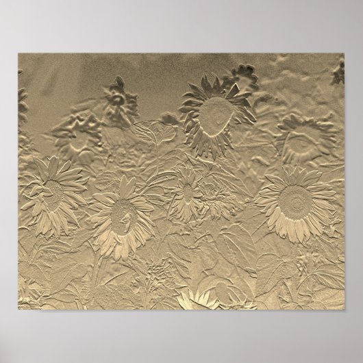 Sonnenblume Gold Blumenmuster Design Entwerfen Poster (Vorne)
