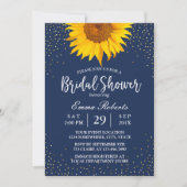 Sonnenblume Gold Confetti Navy Blue Brautparty Einladung (Vorderseite)