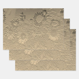 Sonnenblume Gold Floral Chic Design Geschenkpapier Set