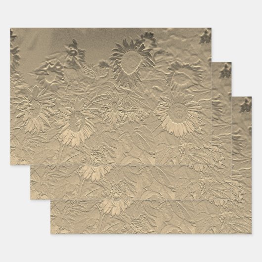 Sonnenblume Gold Floral Chic Design Geschenkpapier Set (Set)