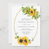 Sonnenblume Gold Geometric Rahmen Wedding Brunch Einladung (Vorderseite)