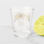 Sonnenblume Gold Personalisierte Blume Schnapsglas (Rückseite)