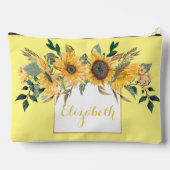 Sonnenblume Gold Personalisierte Blume Zubehörtasche (Rückseite)