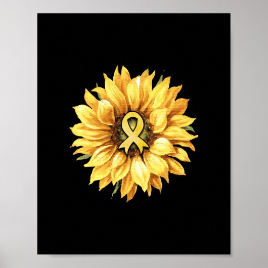 Sonnenblume Gold Ribbon Kindheit Krebs Bewusstsein Poster (Vorne)