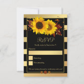 Sonnenblume Gold Streifen Hochzeit im Herbst RSVP Einladung (Vorderseite)